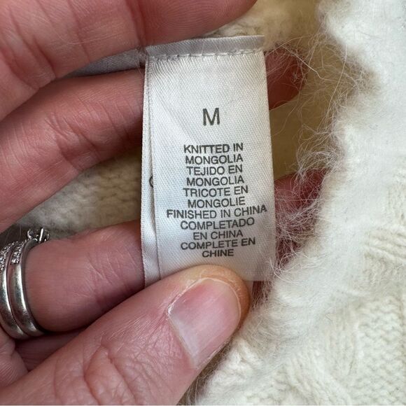 Liz Claiborne Women Mock Neck Sweater M Med Medium Angora Lambs Wool Ivory Cream - Picture 6 of 14